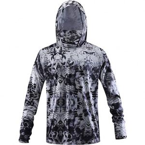 เสื้อกีฬาแขนยาวผู้ชายแบบ OEM สั่งทำพิเศษ ป้องกันแสงแดด UPF 50+ พร้อมฮู้ดและหน้ากากสำหรับตกปลา - Product Image 1