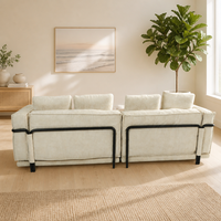 Luxuriöses Minimalistisches Quadratisches Stoff-Ecksofa Ausziehbar Modulares Sofa Schwarzer Metallrahmen Flaches Profil Moderne Heim- und Villenmöbel