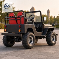 Mini Jeep Huajia de Alta Calidad, 150cc, Negro, Automático, 4 Tiempos, Gasolina, Chasis de Acero, 80km/h, Go Cart, Dune Buggy, ATV Todoterreno