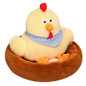 Chicken Chick New Design Plush Cartoon Chicken Nest Toys Funny Stuffed Chick Egg Animal Plushies Farm Decoration Toy For Kids Gift