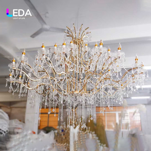LEDA, nuevo diseño, lujo, gigante, Metal, cuentas de cristal, cortina, Araña, boda, escenario, techo, luces decorativas - Product Image 3