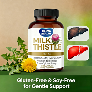 OEM/ODM Hoogwaardige Kruidenondersteuning Mariadistel 1000mg Plus Paardenbloemwortel <span class=keywords><strong>Capsules</strong></span> voor Volwassen Lever- en Immuunondersteuning 60 - Product Image 2