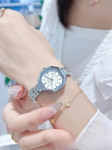 Professional Sleek Octagonal Light Blue Dial Silver Stainless Steel Band Quartz <strong>Watch</strong> for Women Summer <strong>Vacation</strong> - Product Image 2