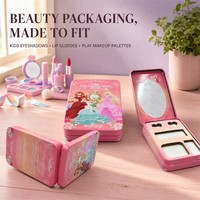 Boîte en fer blanc personnalisée pour fards à paupières pour enfants, avec miroir et couvercle à charnière, palette cosmétique ovale réutilisable, vente en gros d'usine