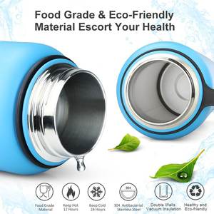 Thermos en acier inoxydable à double paroi isolé sous vide 32 oz Bouteille d'eau de sport et de camping avec 3 couvercles Paille Design écologique - Product Image 6