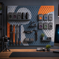Toile de fond personnalisée pour panneau perforé avec fentes ovales pour outils de photographie et rangement d'accessoires de studio photo