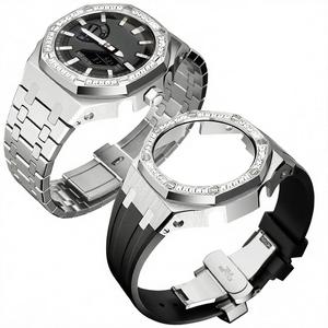 Kit de modification Upro Luxury GA2100 pour boîtier en acier inoxydable avec lunette sertie de diamants et bracelet en caoutchouc pour montre Casio GA-2110 GAB-2100 - Product Image 1