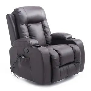 Modern Faux Leather Rotate Rocking Reclining Chair with 8 Vibrate Massage function