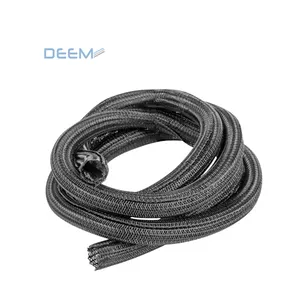 DEEM, оптовая цена, черный цвет, полиэфир, самозакрывающийся плетеный рукав для защиты и организации кабеля