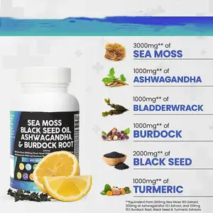 Private Label All In 1 Solution Sea Moss Black Seed Oil Ashwagandha Ginger Capsules