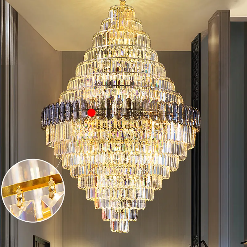 Lampu Gantung Kristal Kaca Proyek Besar Lobi Klasik Hotel Villa Dupleks Bertampilan Sempurna Kualitas Tinggi Eropa Amerika