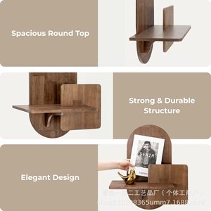 Solid Wood <b>Wall</b> <b>Mounted</b> <b>Shelf</b> Irregular Shape Multipurpose Storage Rack For Living Room Display - Product Image 3