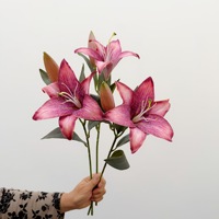 Fleurs artificielles vintage couleur automne, lys à 2 têtes, décoration simple pour salon et table à manger de style nordique