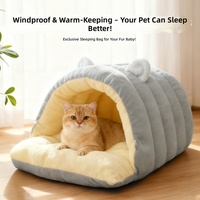 Lit pour animaux de compagnie en coton PP, design enveloppant et épaissi, toutes saisons, pour chats et chiens de petite/moyenne taille, lit de sommeil profond à double usage