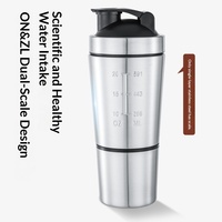 Gobelet mélangeur de protéines en acier inoxydable 304, à double compartiment, avec compartiment de rangement, pour le sport et le fitness, personnalisable avec logo