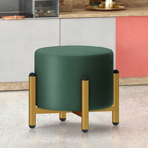 Meubles de salon modernes et écologiques en velours pour hôtel, tabourets et ottomanes rembourrés avec pieds en métal pour cuisine intérieure - Product Image 3