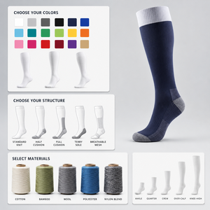 Men Women Knee High <b>Compression</b> <b>Socks</b> for <b>Running</b> Cycling Sport Outdoor Athletic Support Stockings Pressure Custom Logo Design - Product Image 4