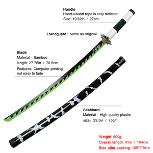 Épées en bois <span class=keywords><strong>Demon</strong></span> <span class=keywords><strong>Slayer</strong></span> Tanjiro Katana Épée de cosplay Arme Épée de samouraï en plastique pour accessoire d'anime avec support et ceinture - Product Image 2