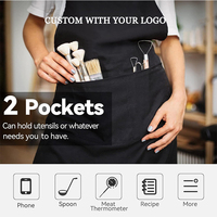 Tabliers de cuisine personnalisés avec logo, imperméables, à sangle réglable, pour femmes et hommes, avec poches, pour chefs, plongeurs et serveurs