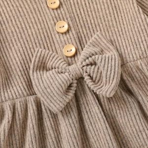 Abito in maglia girocollo a manica lunga in tinta unita per bambine e bambine Casual autunno inverno - Product Image 4