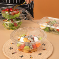 Boîte d'emballage jetable en PET transparente pour salade de fruits, sandwichs, gâteaux, produits frais, emballage alimentaire rond monobloc, qualité alimentaire