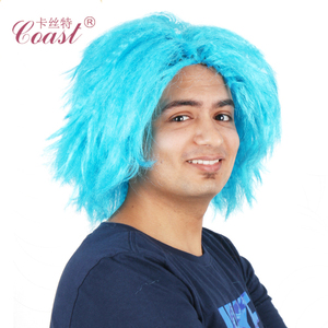 Peluca Afro para mujeres, pelo azul brillante, barata, para Fans del fútbol, de la Copa Mundial de <span class=keywords><strong>Rusia</strong></span>, venta al por mayor - Product Image 2