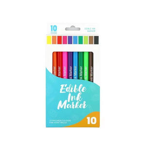 10 stylos marqueurs comestibles pour coloriage alimentaire de qualité alimentaire, outils de décoration pour gâteau d'<span class=keywords><strong>anniversaire</strong></span>, 10 pièces - Product Image 1
