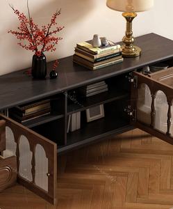 Meuble TV en bois massif de style mid-century pour petit appartement, salon, bar à domicile, rangements, casiers écologiques - Product Image 5