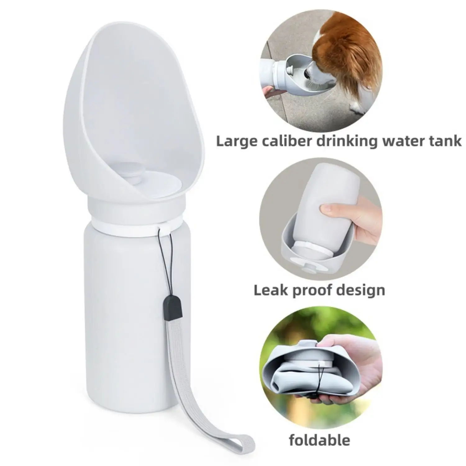 Nouveau design de mode pliable boisson pour animaux de compagnie silicone de qualité alimentaire marche en plein air pliable chien bouteille d'eau