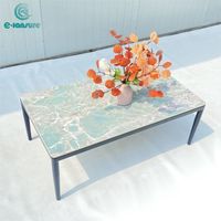 Série de meubles d'extérieur modernes et simples, vente chaude, luxe léger, table à thé de jardin en pierre frittée, table basse en aluminium pour hôtel