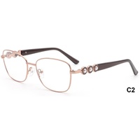 Lunettes optiques vintage à monture carrée fine en métal, style rétro unisexe avec branches décorées de perles, pour usage quotidien en extérieur