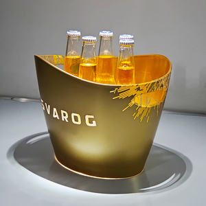 Tùy chỉnh 10L lớn xách tay nhựa vàng vàng Thanh KTV <span class=keywords><strong>Ice</strong></span> <span class=keywords><strong>Bucket</strong></span> LED chiếu sáng cho Đảng - Product Image 2