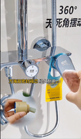 Ensemble de douche moderne chromé poli électrolytique avec barre coulissante, 1 poignée, pommeau de douche à jets doux/pluie/arrêt/jet, pour appartement, hôtel, villa