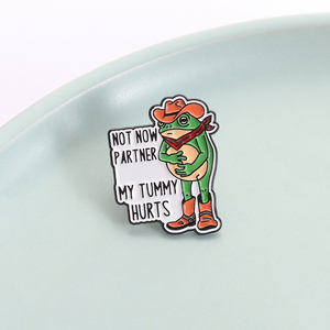 Broche de Rana Vaquera de Dibujos Animados, Pin de Esmalte, No Ahora, Mi Vientre Duele, Broches de Rana, Insignia de Solapa, Joyería Divertida, Regalo para Amigos - Product Image 1