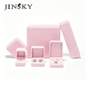 Luxury Flocking Velvet Jewelry Box <b>Ring</b> Earring <b>Necklace</b> Bracelet Storage Box Custom Jewelry Gift Packaging Box - Product Image 1