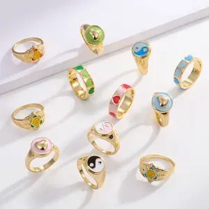 Designed Spring Summer New Design 14K Gold Plated Rings Men 3pcs Ring Set Big Size Women Chunky Cluster Pearl Beaded Rings