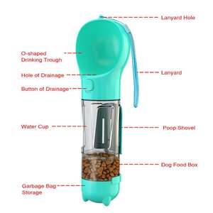 Keluaran baru 4 in 1 perlengkapan botol air anjing dengan Sekop kotoran dan tas kotoran anjing multifungsi mangkuk tempat makan minum portabel - Product Image 3