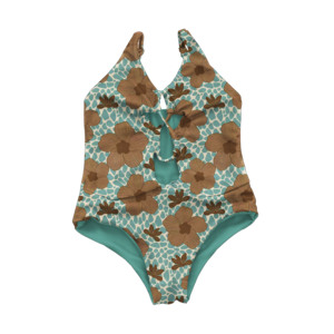 ชุดว่ายน้ำเด็กผู้หญิงลายฮาวายแบบกลับด้านได้ สายปรับได้ ดีไซน์เว้า ชุดบิกินี่วันพีซสำหรับเด็กผู้หญิง ชุดชายหาด ลดราคา - Product Image 5