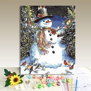 Paint by Numbers Kit Snowman Winter Scene Canvas Art DIY Home Decoration Handmade Painting Set - Product Image 1