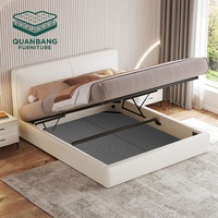 Lit en bois massif de design italien moderne, de haute qualité, avec cadre en cuir, taille King ou Queen, avec rangement pour chambre à coucher, hôtel, villa