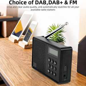 Radio numérique portable DAB FM avec haut-parleur, entrée AUX 3,5 mm, batterie rechargeable 1200 mAh, sortie 10 W pour la maison et l'extérieur - Product Image 4