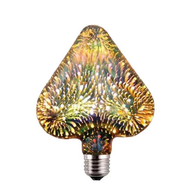 Led Lamp Light 2W E26 E27 B22 Base Vintage Edison Party Bar Decorative Atmosphere Lamp 3D Firework Special Heart Shape Led Filament Bulb Light