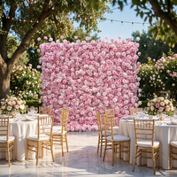 Dinding Bunga Sutra Buatan Tangan Warna Pink, Latar Belakang Modern 5D untuk Pesta Pernikahan, Dekorasi Floral, Latar Foto Booth yang Dapat Disesuaikan