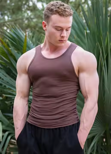 Yüksek kalite erkek spor yelek üst Mens spor salonu için üst giyim özel logo kas Fit nervürlü yelekler nervürlü yelek erkekler - Product Image 5