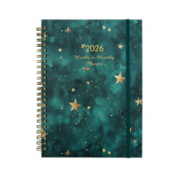 Agenda hebdomadaire A5 2026 transfrontalier 365 jours en anglais, personnalisé pour la planification, avec sangle, en stock, idéal comme cadeau