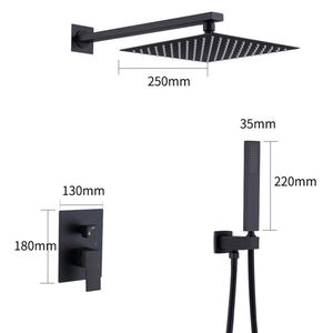 China Black <b>Shower</b> Head <b>Set</b> Concealed Rain Rainfall Bathroom Complete Wall Mounted Brass Water Tap Hot <b>Bath</b> <b>Shower</b> System - Product Image 2