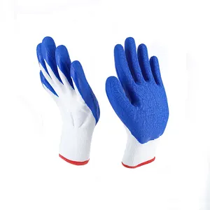 13G White Polyester Blue Crinkle Coated Finish Dipped Work Glove Personalized Latex Working Gloves