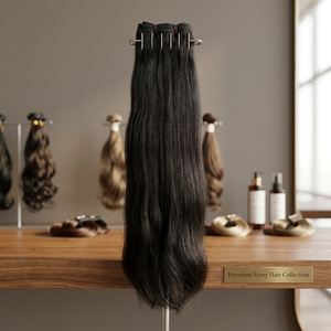 Cheveux humains bruts non traités Remy de temple, en vrac, provenant d'usine d'Inde du Sud, d'un seul donneur, écologiques, lisses, ondulés, bouclés, colorés à la machine - Product Image 3