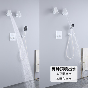 Concealed Shower Set Rectangle Wall <b>Mounted</b> Thermostatic Rainfall <b>Spray</b> Massage Waterfall Dual Top <b>Spray</b> - Product Image 2