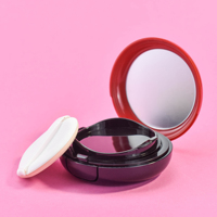 Kotak Bedak Plastik Bulat Kosong Warna Merah Muda Populer untuk Bedak Padat, BB Foundation & Cermin - Desain Mewah Modern